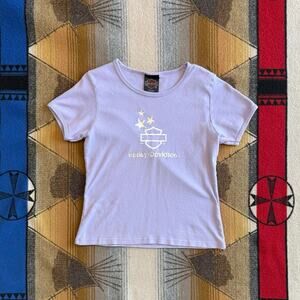 Vintage Y2K Women’s Harley Davidson Biker T-Shirt Size Large Purple Motorcycle